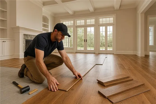Engineered hardwood in warm white oak