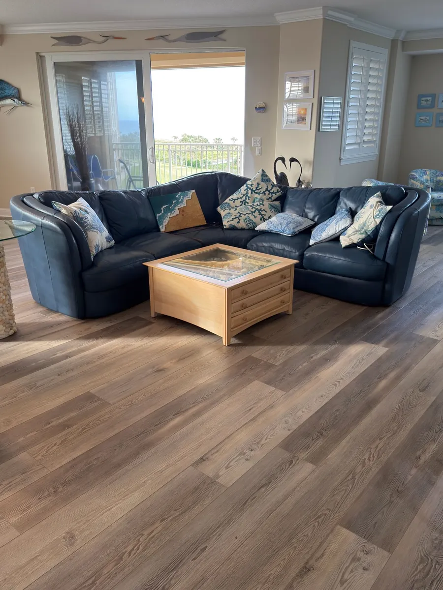After: waterproof luxury vinyl plank flooring in an oceanfront condo in Ponte Vedra Beach, FL