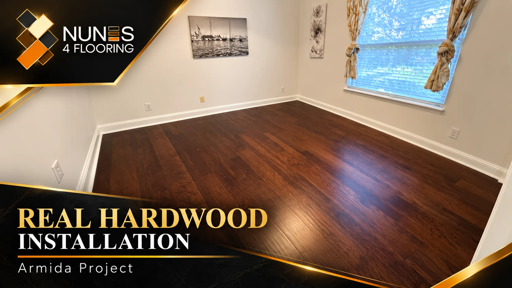 Original premium N4F artwork showing actual dark hardwood floor at the Armida project